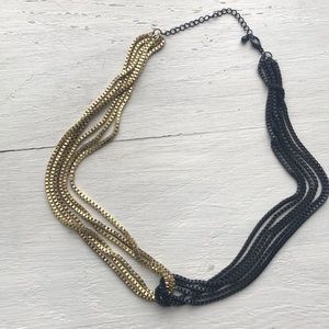 Black and gold color block chain necklace